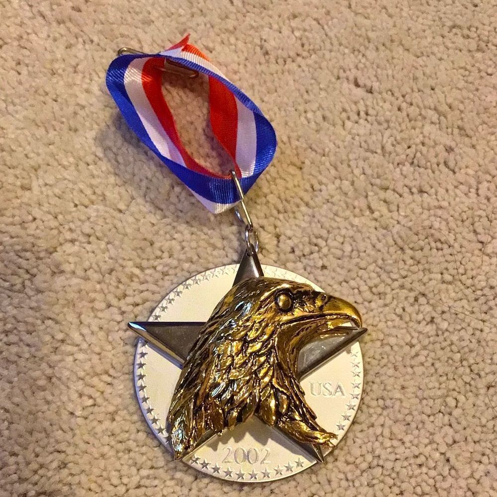 Vintage Hallmark Keepsake Ornament 2002 Medal For America Eagle Head